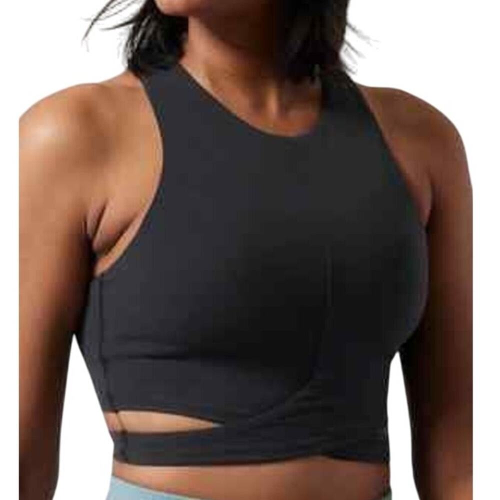 Athleta NWOT Conscious Cut Out Crop Top Sports Bra D-DD Size Small Black